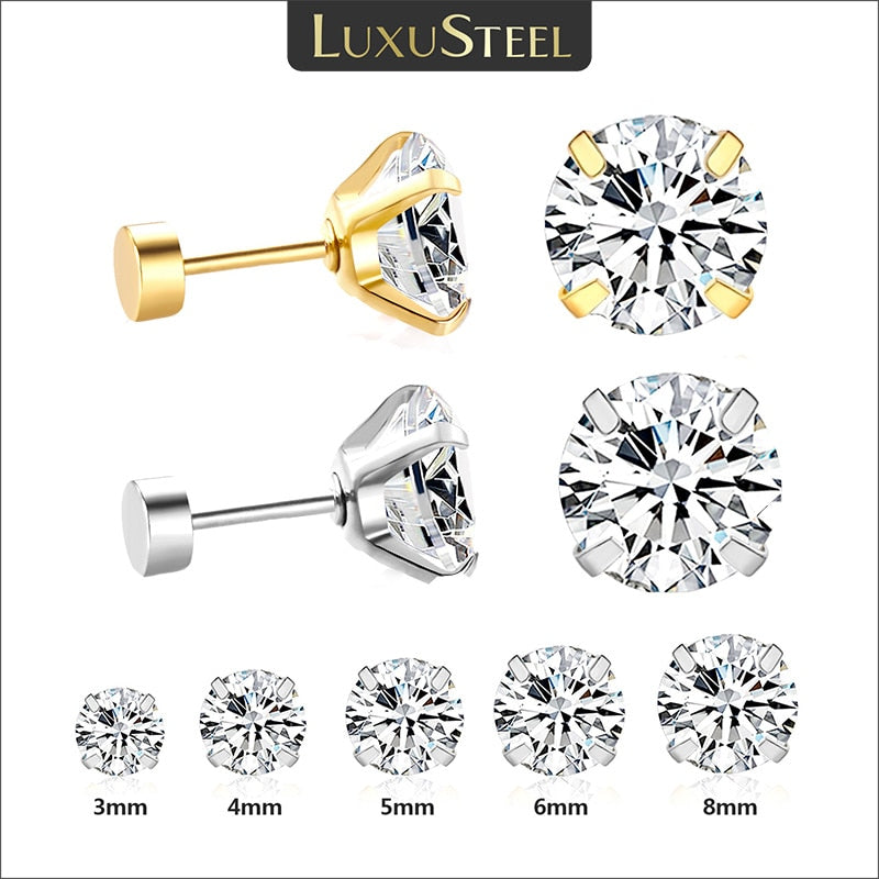 Stainless Steel Crystal Studs Jewelry Men's Earrings, Fashion Buy Now